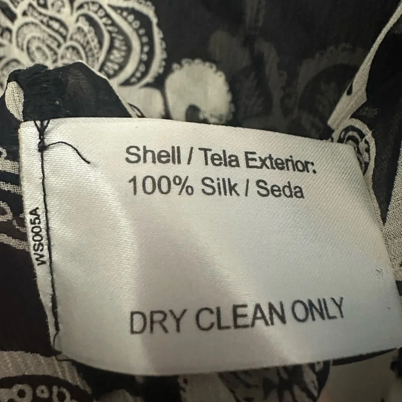 Oscar By Oscar De La Renta Silk Floral Tunic Embroidered Size 14 Black Sheer - Picture 4 of 5